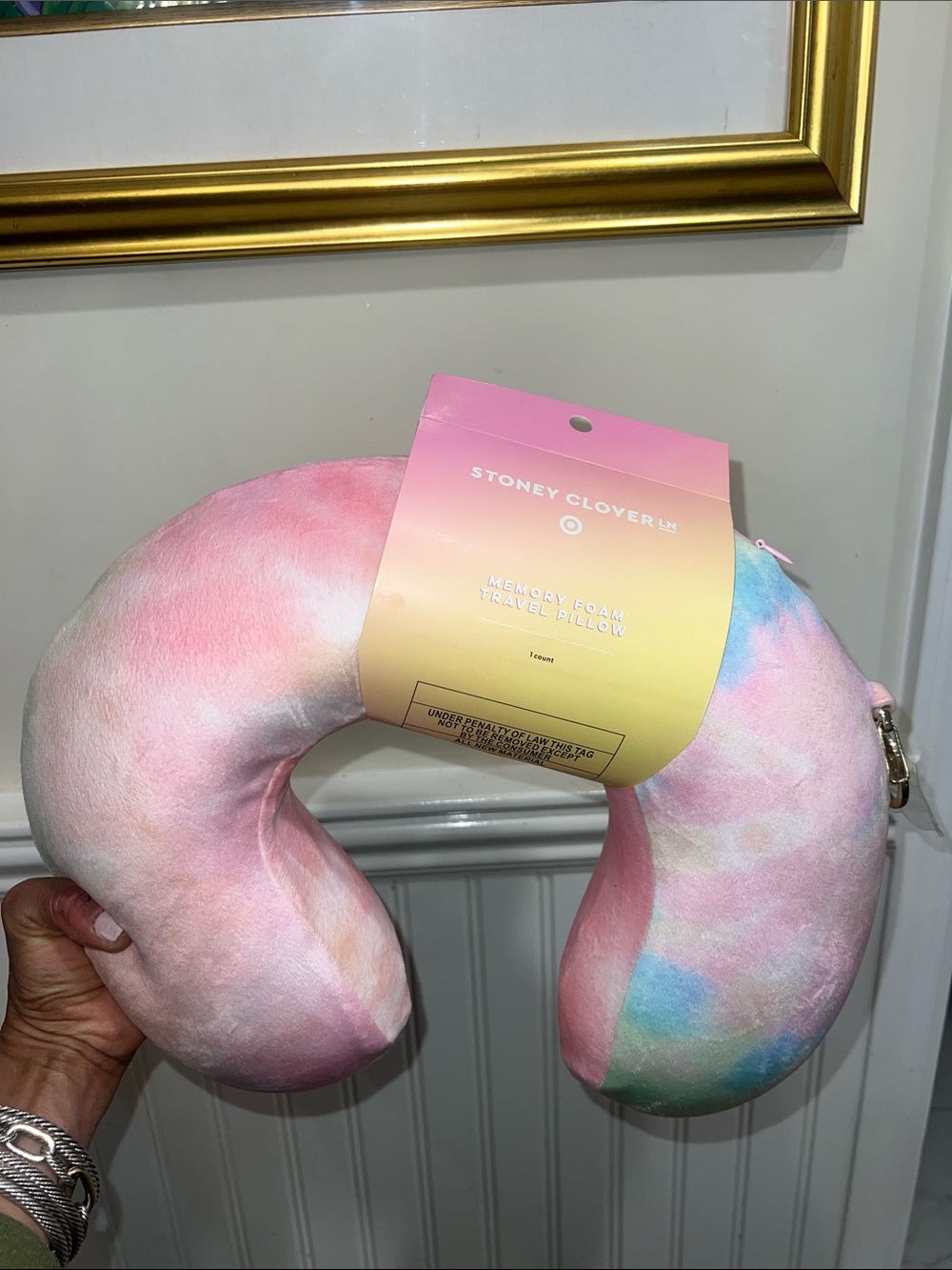 Stoney Clover Lane Pink Blue Cream Tie-Dye Neck Pillow